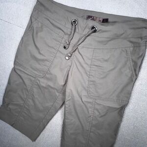 Prana Shorts Womens XS Khaki Tan Hiking Outdoor Drawstring Waist Patch Pockets